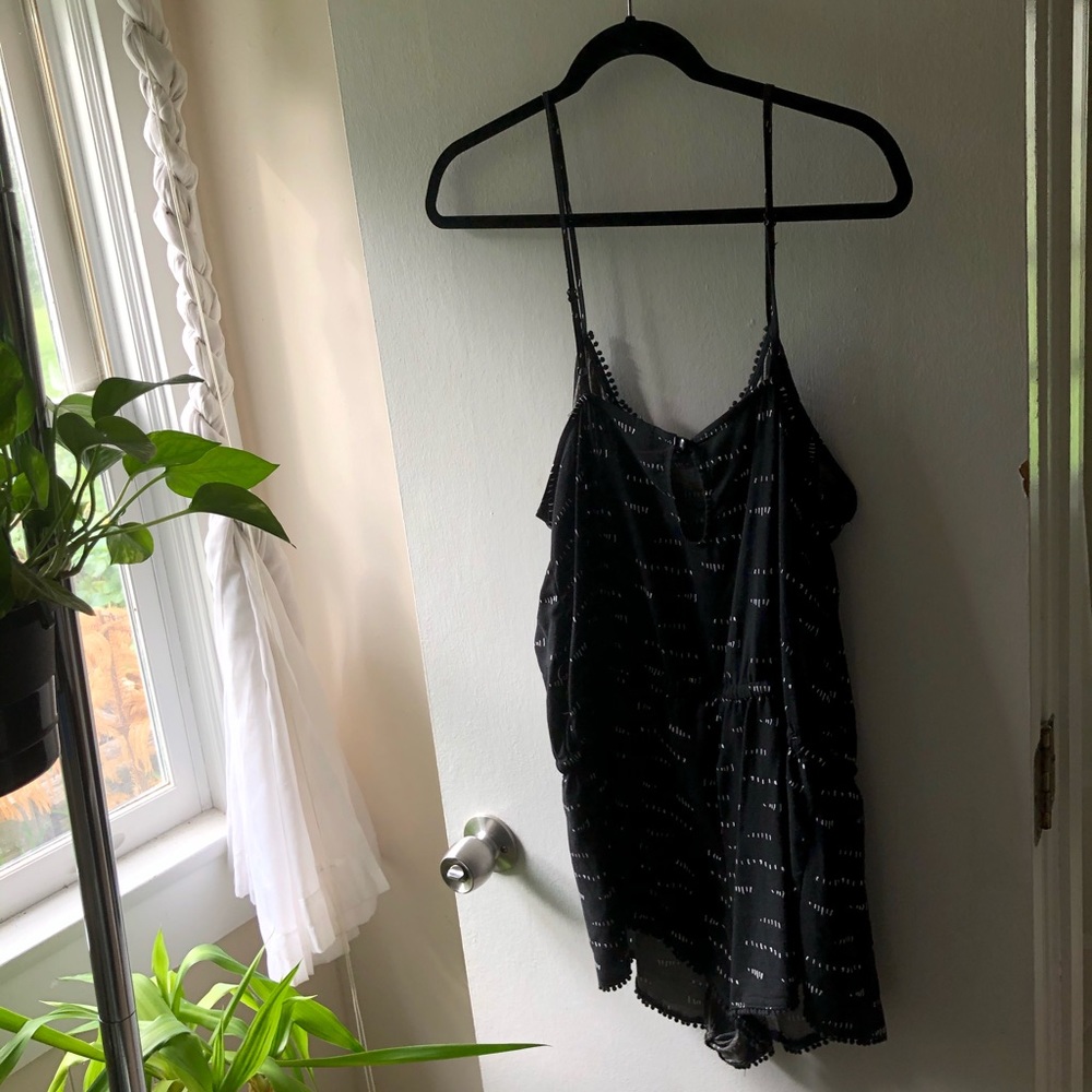 black & white boho romper